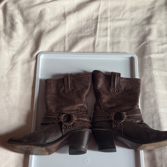 Frye Dark Brown Leather Combat Boots - Picture 2 of 11